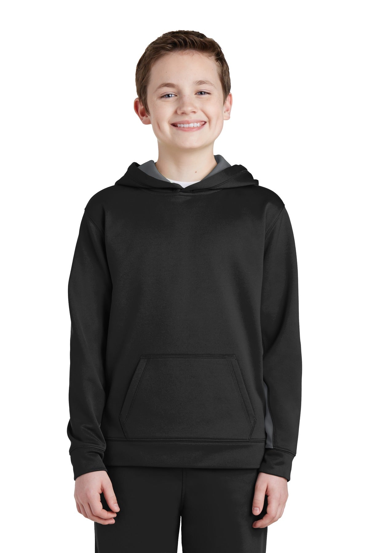 Sport-TekÂ® Youth Sport-WickÂ® Fleece Colorblock Hooded Pullover.  YST235