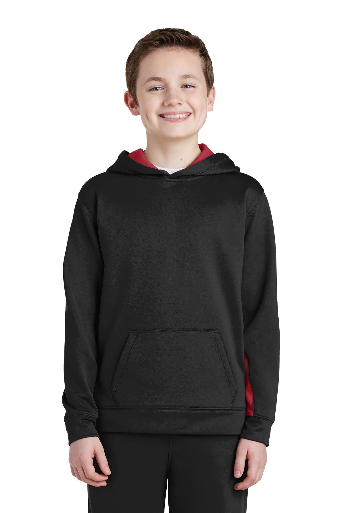 Sport-TekÂ® Youth Sport-WickÂ® Fleece Colorblock Hooded Pullover.  YST235