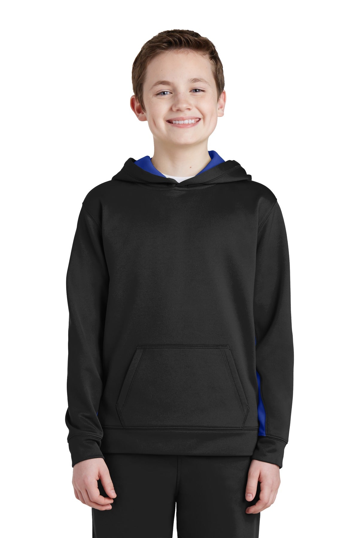 Sport-TekÂ® Youth Sport-WickÂ® Fleece Colorblock Hooded Pullover.  YST235