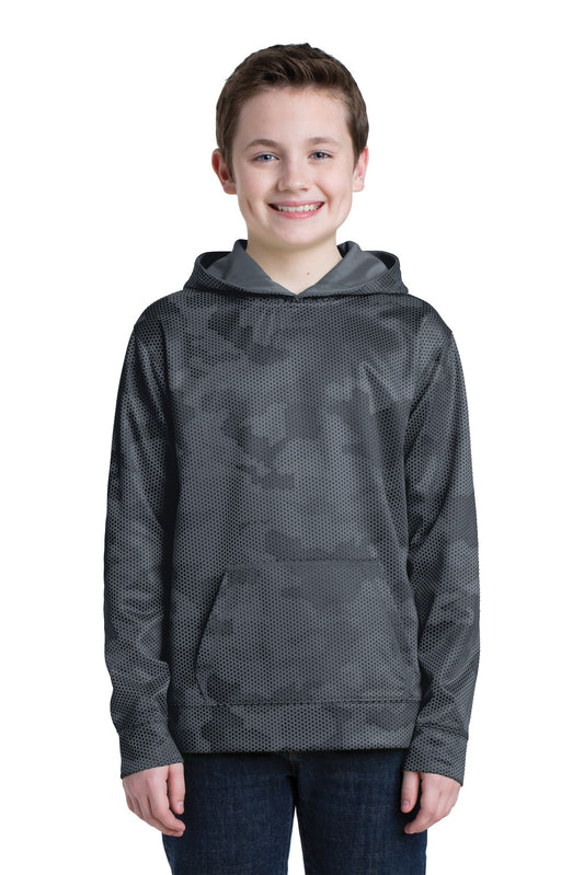Sport-TekÂ® Youth Sport-WickÂ® CamoHex Fleece Hooded Pullover.  YST240