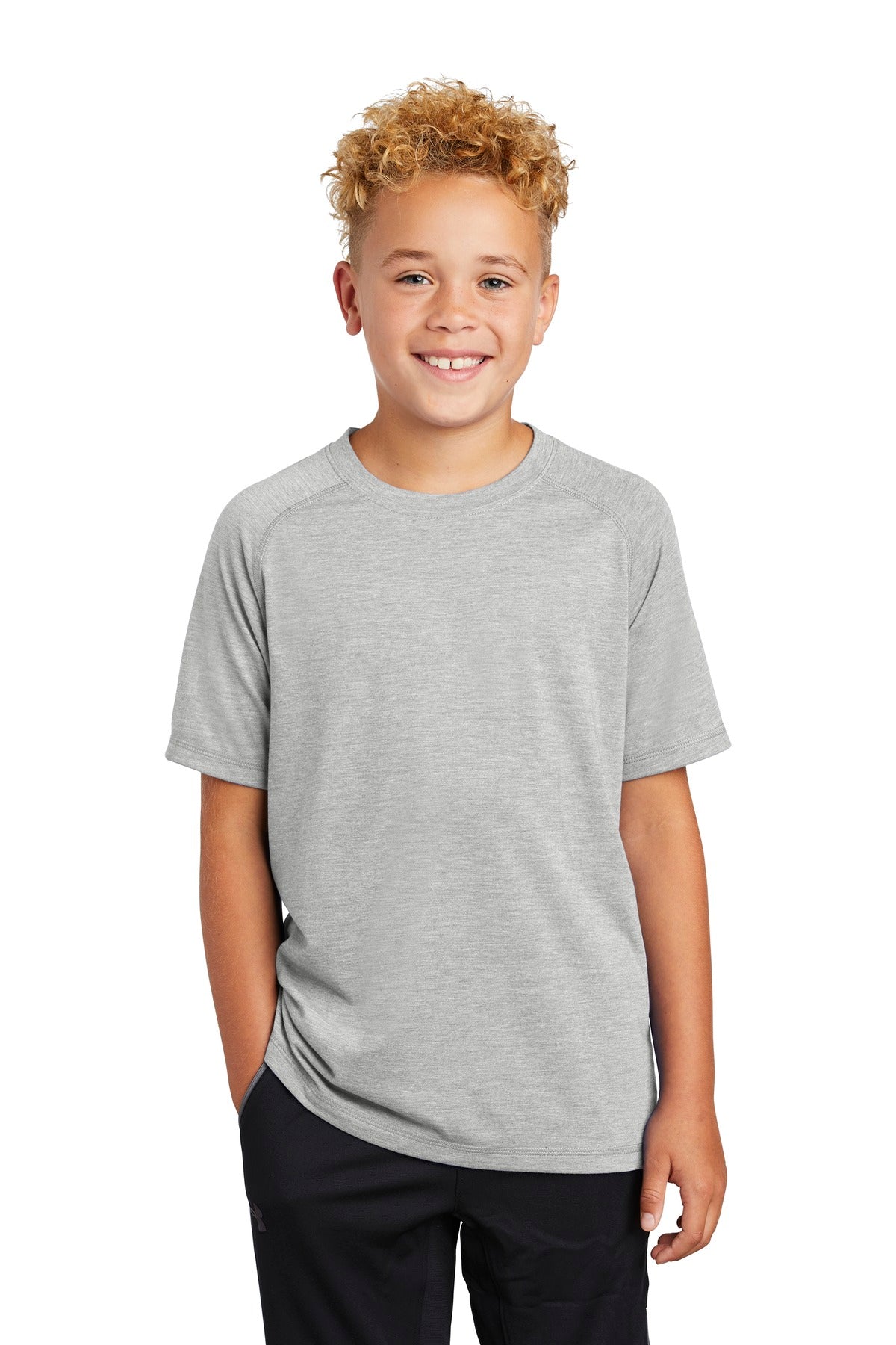Sport-Tek Â® Youth PosiCharge Â® Tri-Blend Wicking Raglan Tee. YST400