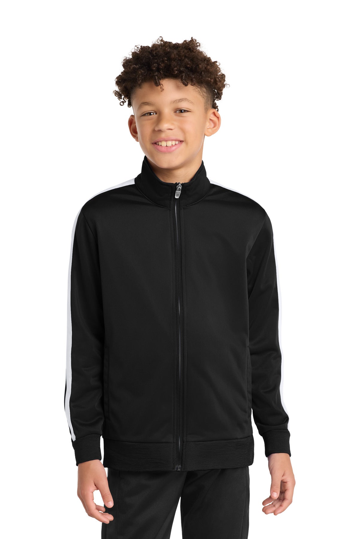 Sport-Tek Â® Youth Tricot Sleeve Stripe Track Jacket. YST94