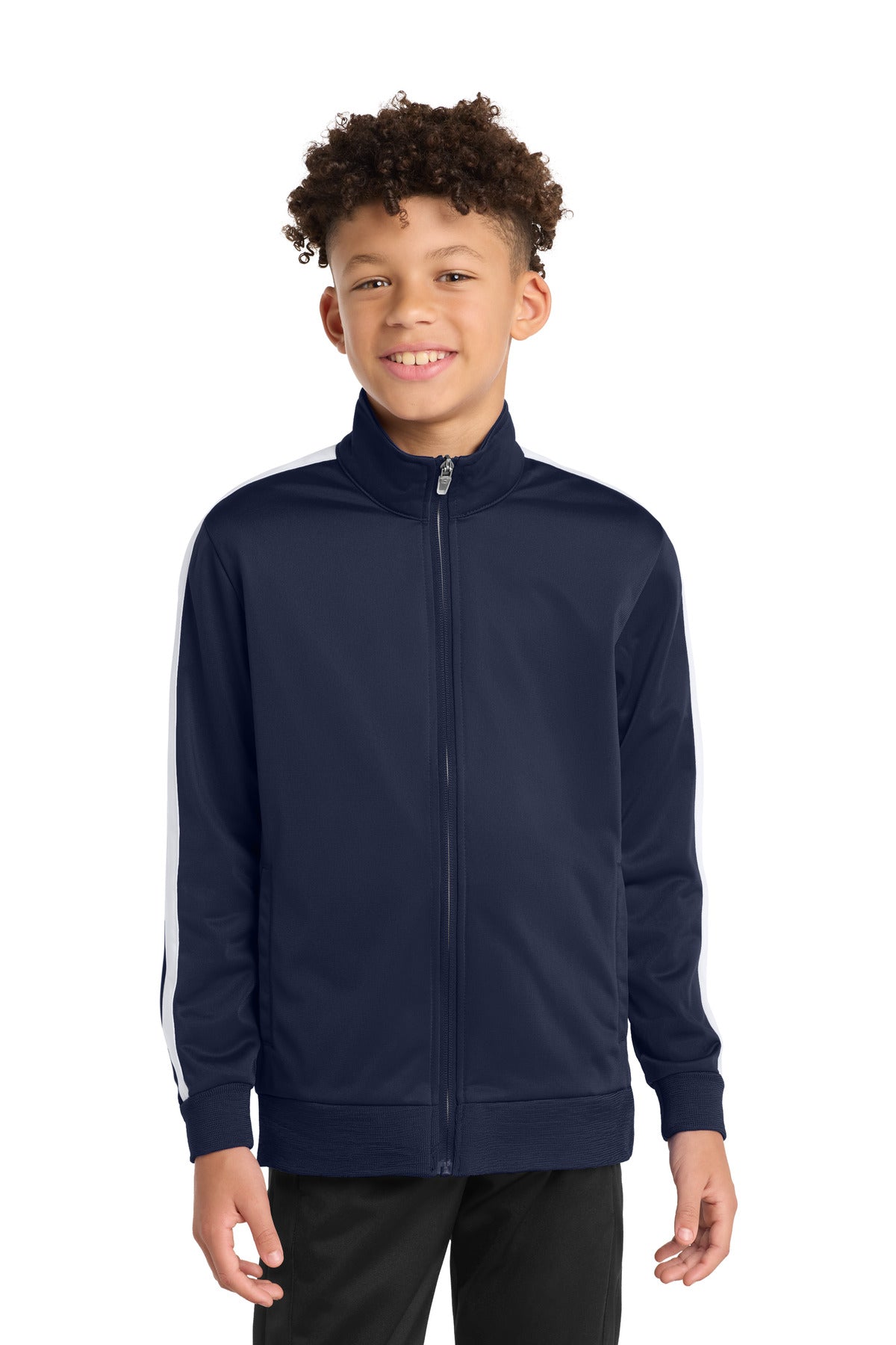 Sport-Tek Â® Youth Tricot Sleeve Stripe Track Jacket. YST94