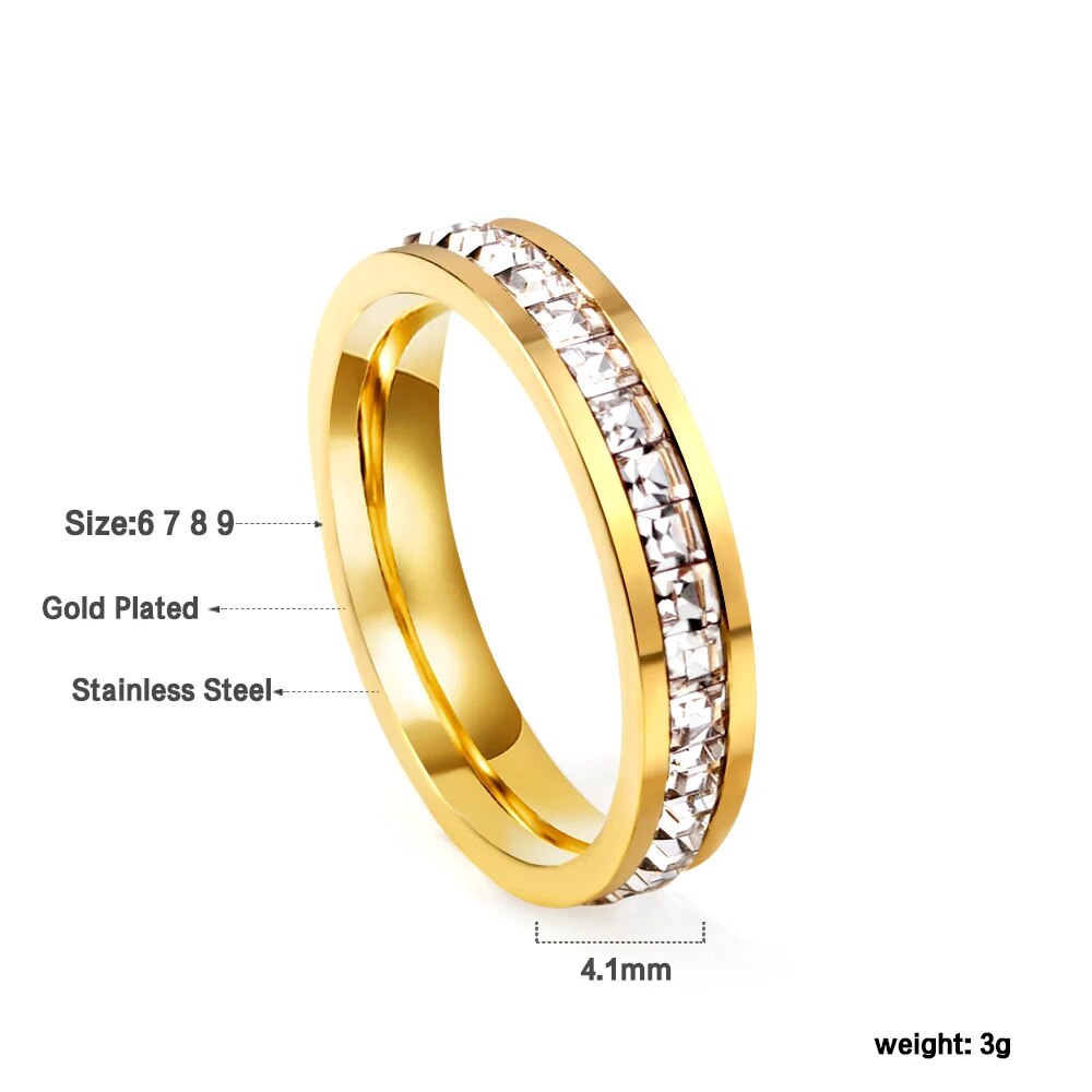 LUXUSTEEL Romantic Double Hollow Heart Rings for Women Stainless Steel Golden M image 13