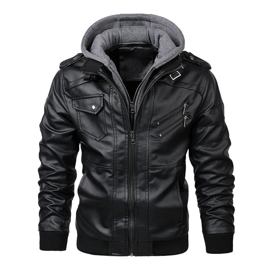 KB New Men's Leather Jackets Autumn Casual Motorcycle PU Jacket Biker Leather C image 0