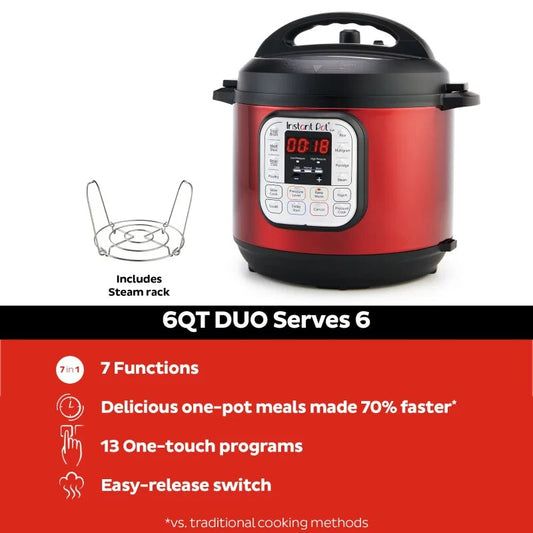 Quart Multi-Cooker, Red Stainless Steel image 0
