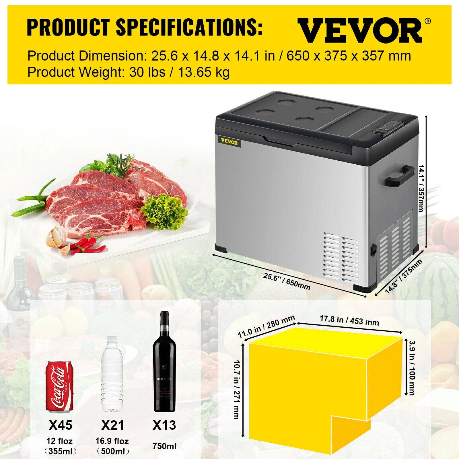 VEVOR 30L 40L 50L Mini Car Refrigerator Portable Fridge Freezer 12/24V DC 110-2 image 4