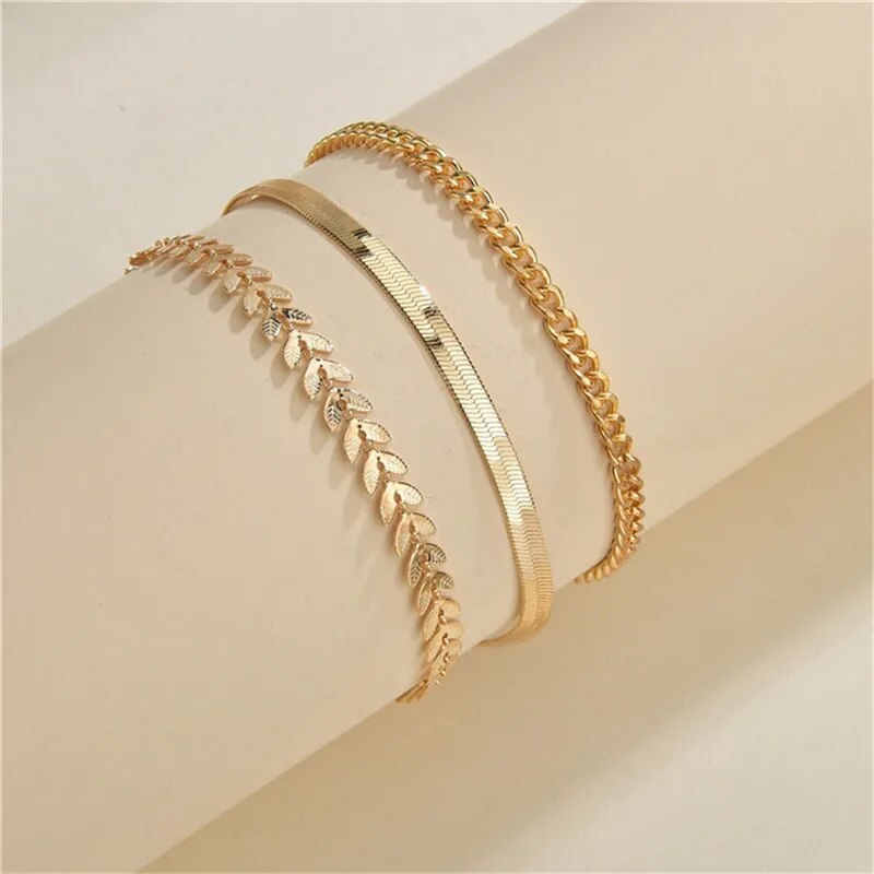 6Pcs Gold Color Bracelet Set Boho Retro Thick Twist Cuban Chain Bracelet for Wo image 2