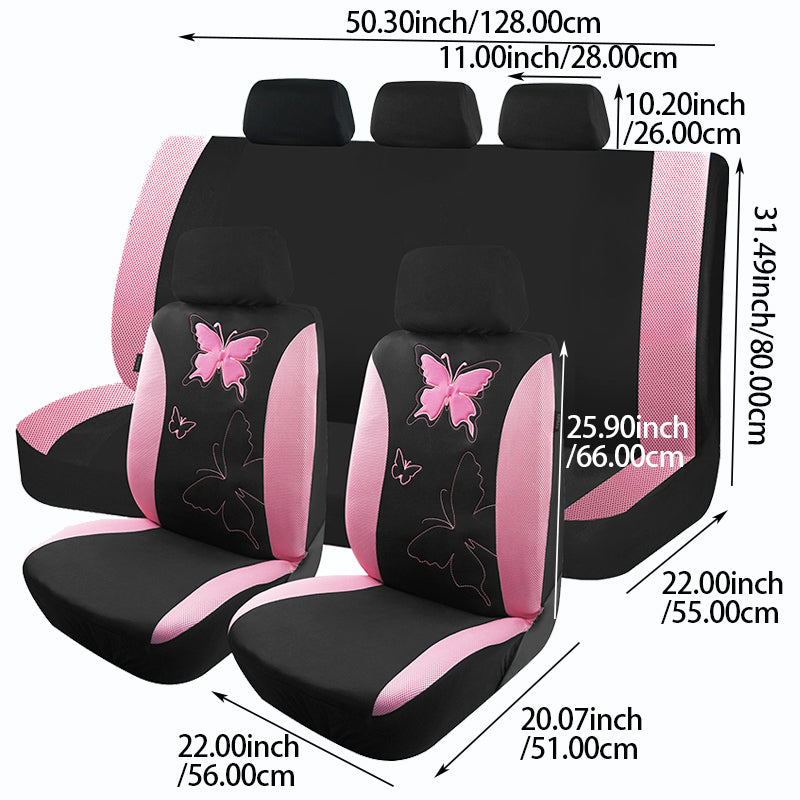 Embroidery Car Seat Covers Polyester Fabric with Airmesh Cloth Universal Size F image 7