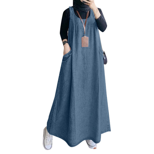 2024 ZANZEA Fashion Women Sleeveless Casual Loose Sundress Sarafans Solid Abaya image 0