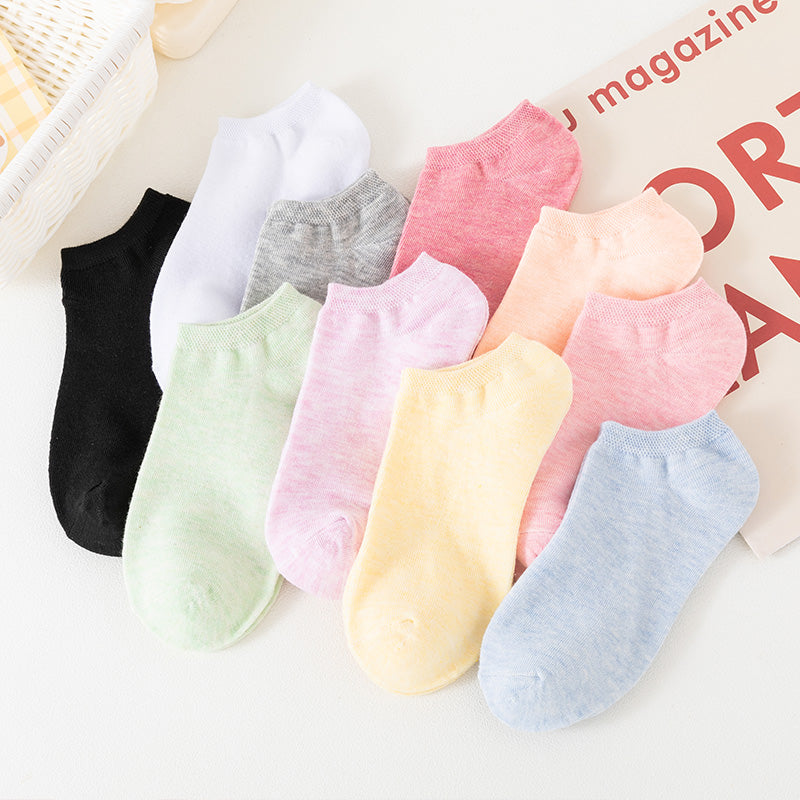 10 Pairs of Colored Cotton WOMEN'S Short Socks, Ankle Breathable Mesh Sports So image 3