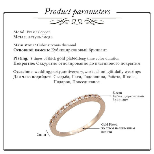 US STOCK Women Wedding Rings Fianit Rose Gold Color Cubic Zirconia image 0