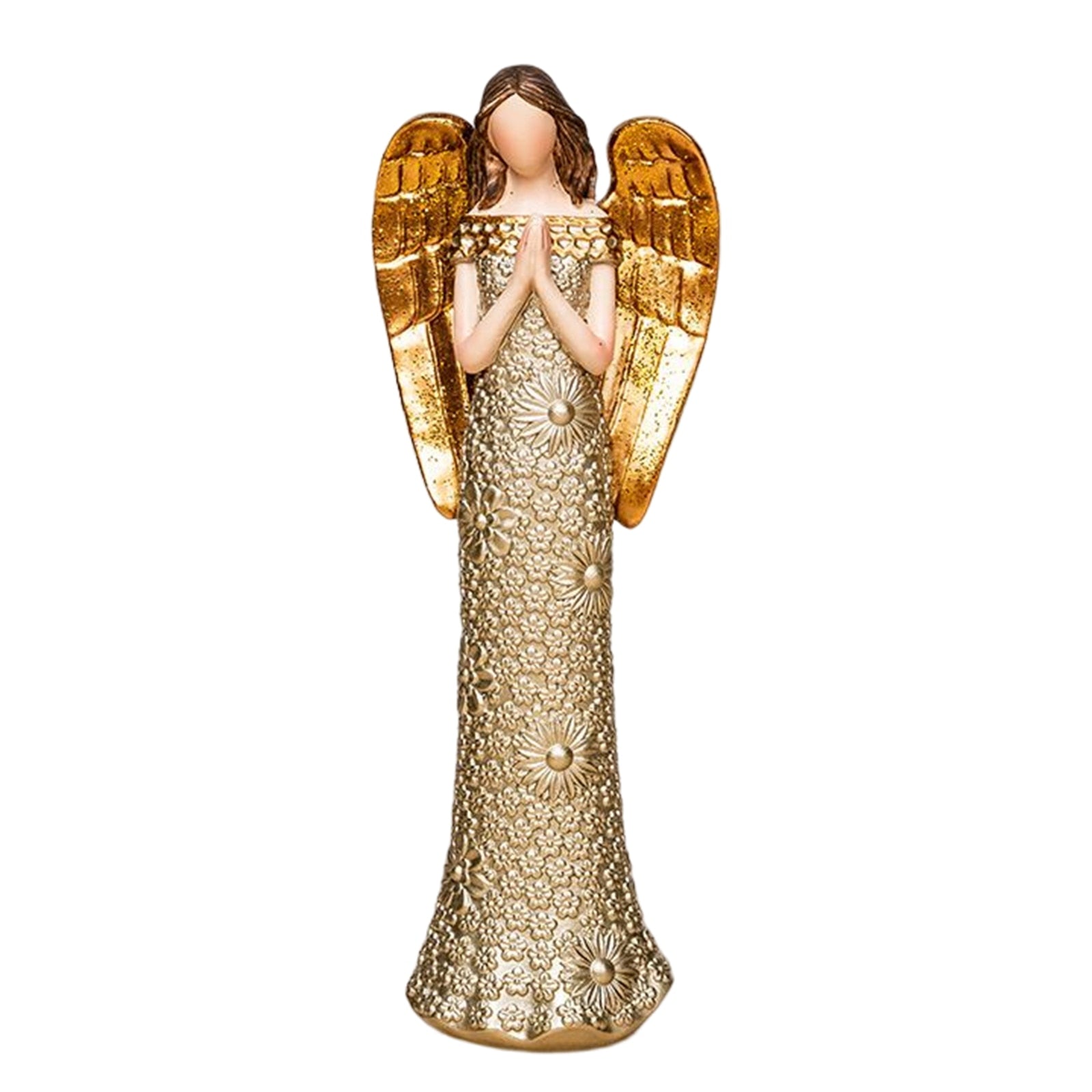 Resin Miniatures Angel Figurines Desktop Ornament Golden Angel Wings Statue Col image 0