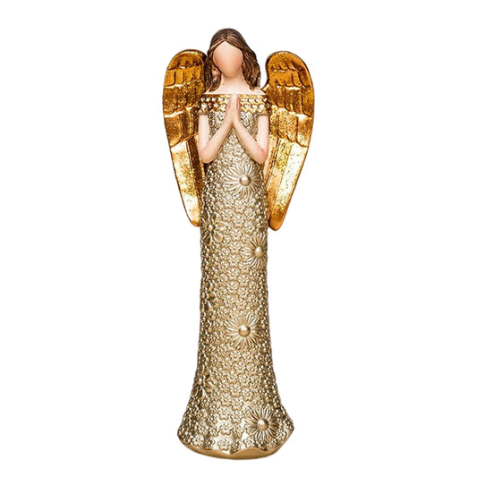 Resin Miniatures Angel Figurines Desktop Ornament Golden Angel Wings Statue Col image 0