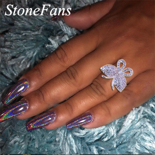 Stonefans Moving Napkin Butterfly Rings for Weddings Gold Silver Color image 0