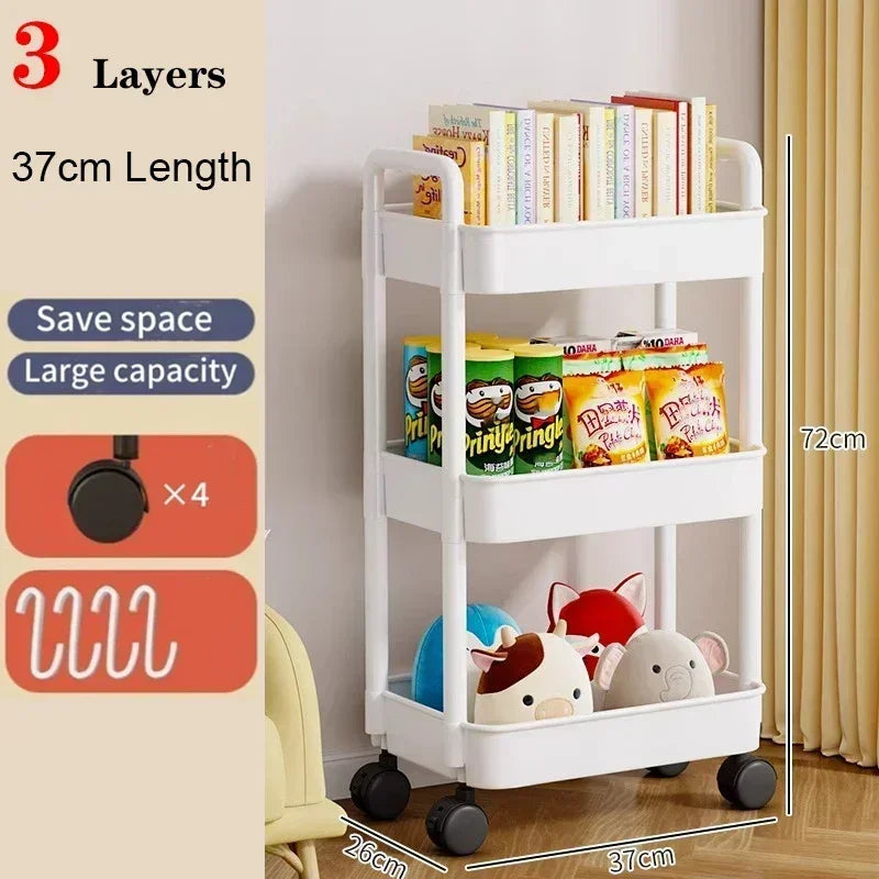 Bookshelf Storage Trolley Mobile Kitchen Organizer Cart With Wheels Multi-Layer image 4