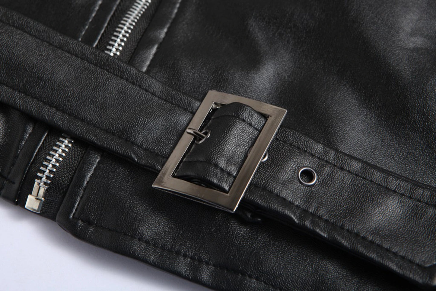2024 Mens Fashion Leather Jacket Slim Fit Stand Collar PU Jacket Male Anti-wind image 6