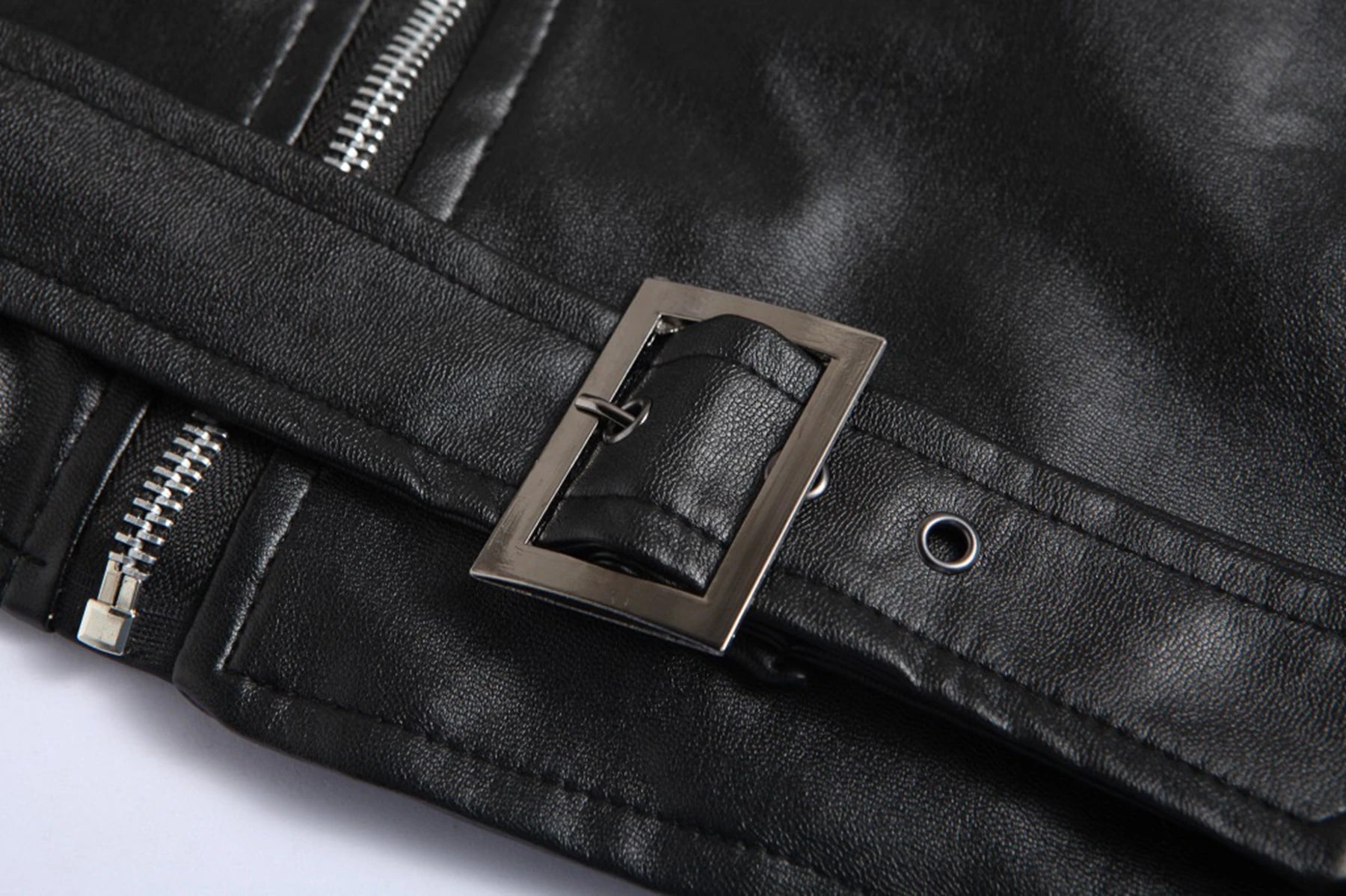 2024 Mens Fashion Leather Jacket Slim Fit Stand Collar PU Jacket Male Anti-wind image 6