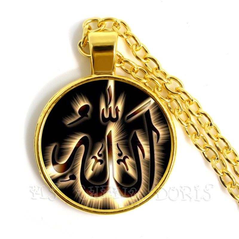 Gold-color 25mm Glass Muslim Islamic Allah Arab Muslim Necklace For Muhammad Re image 23