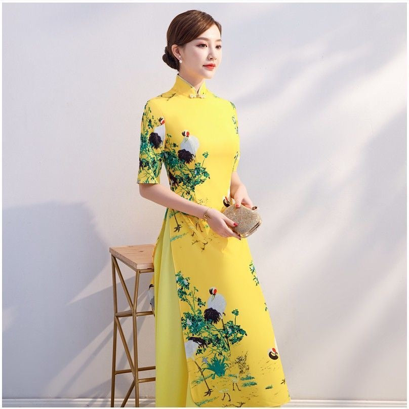Oriental Elegant Slim Qipao Women Modern National Style China Costume Chinese T image 4