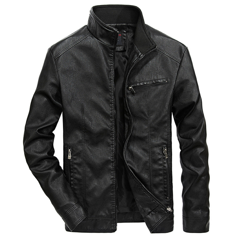 2023 Good Quality Brand Motorcycle Leather Jackets Men Warm Patchwork Military image 0
