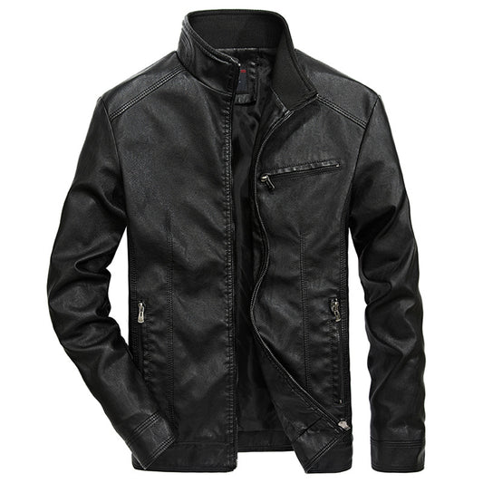 2023 Good Quality Brand Motorcycle Leather Jackets Men Warm Patchwork Military image 0