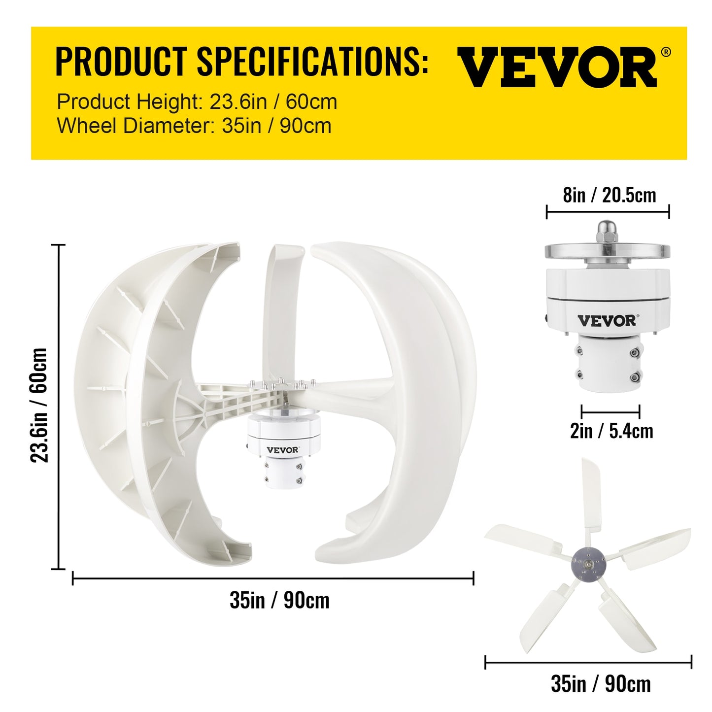 VEVOR Vertical Axis Wind Turbine 12V 100W/400W/600W Alternative Energy Generato image 1
