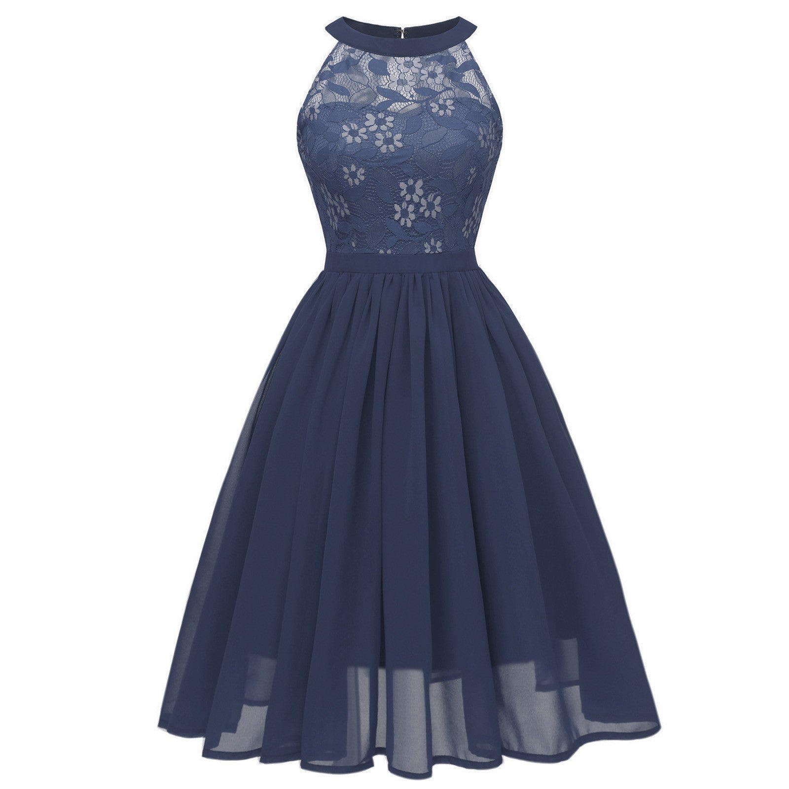 Elegant formal cocktail lace patchwork chiffon wedding guest dress 2023 summer  image 3