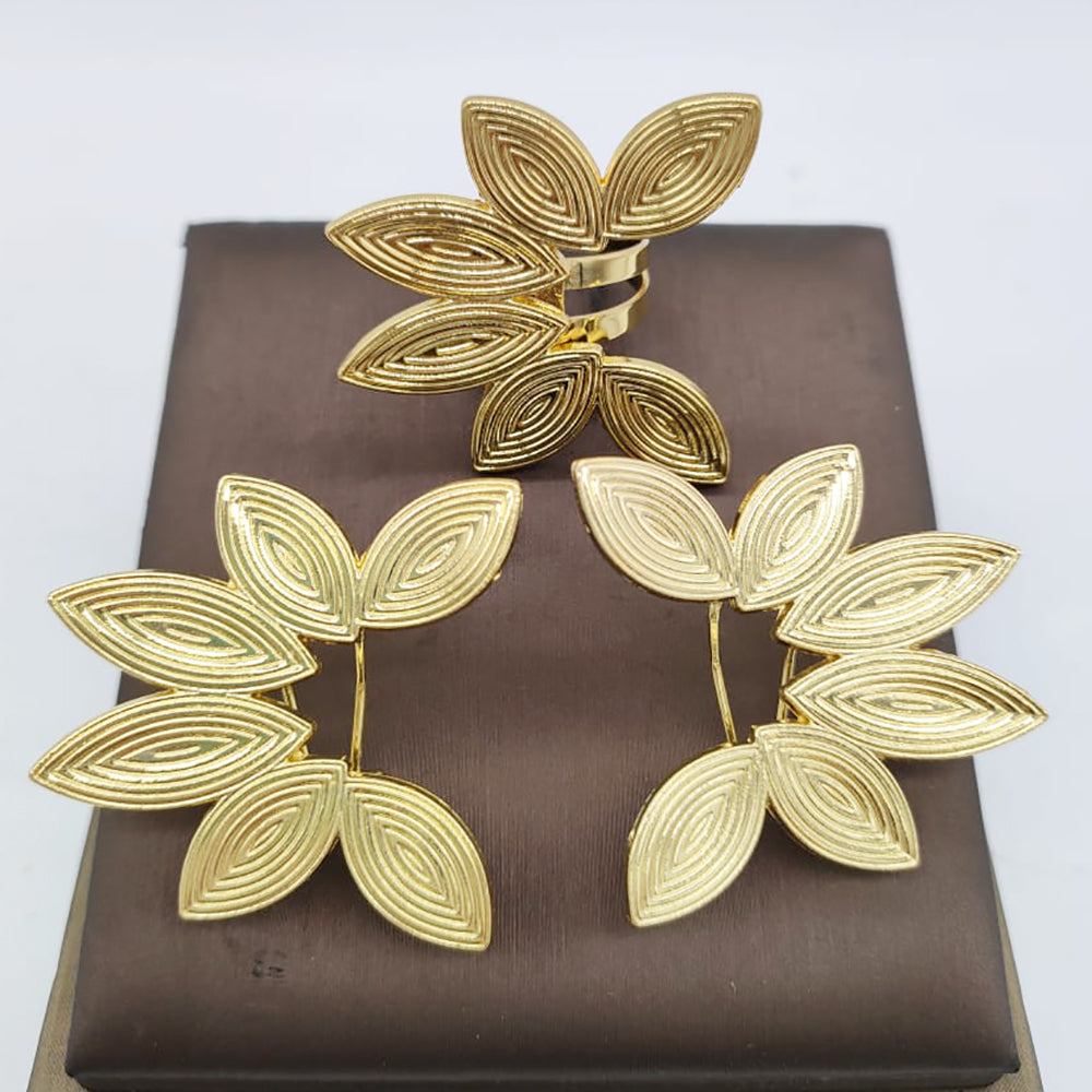 Dubai Golden Jewelry Set 18K Gold Plated Earrings and Rings for Women Wedding B image 8