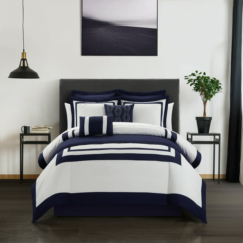 Golda 6-Piece Color Block Comforter Set, Twin, Gray  For Adults image 2