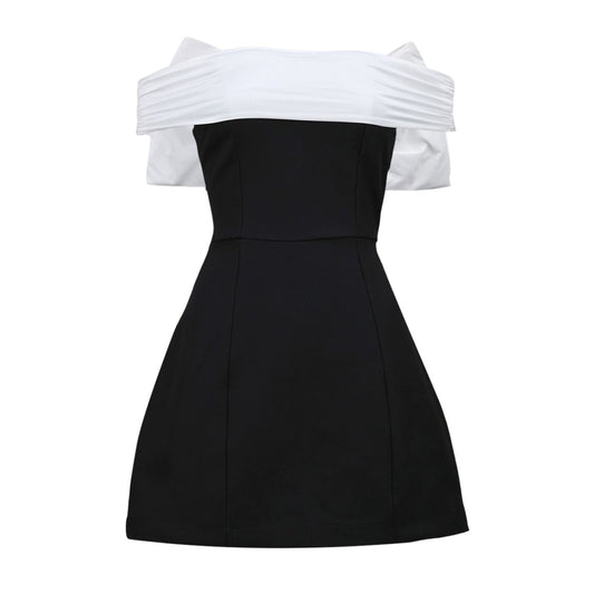 Tie Bow Mini Dress Women Fashion Off Shoulder High Waist Sleeveless Y2k Dress S image 0