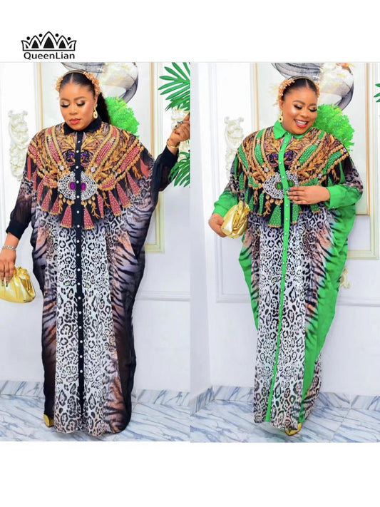 Bouboubou Africain Femme Printed Chiffon Oversized Robe   Dashiki African Dress image 0