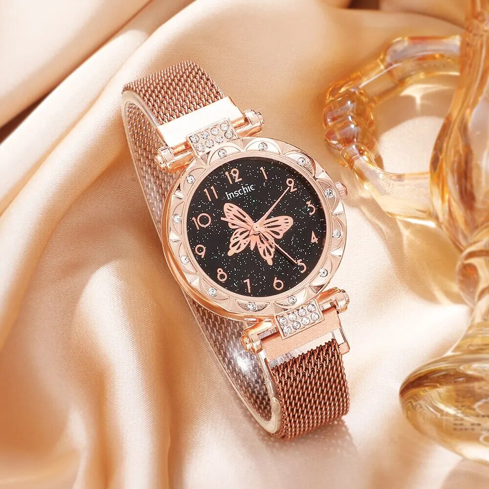 7PCS Set Women Rose Gold Luxury Quartz Watch Fashion Wristwatch Casual Ladies W image 4