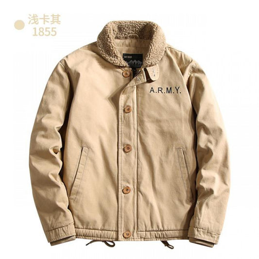 Autumn and Winter Parka Men's Street Fashion Wool Thickened Warm Pilot Jacket C image 0