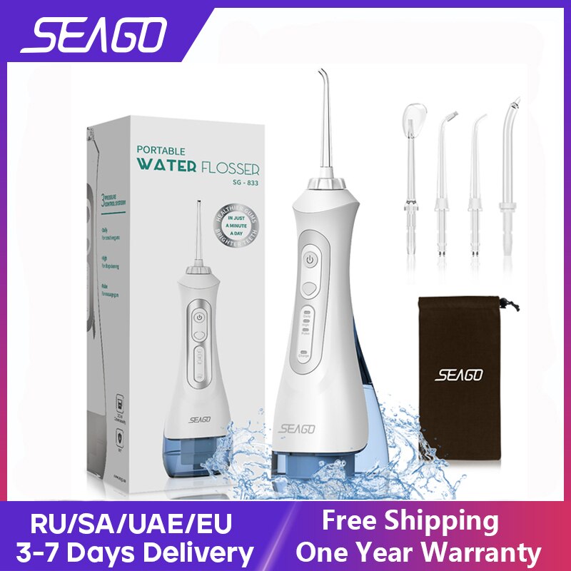 SEAGO New Oral Dental Irrigator Portable Water Flosser USB Rechargeable 3 Modes image 0