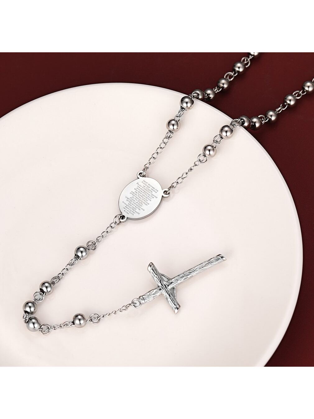 FaithHeart Women Christian Cross Pendant Necklace,Stainless Steel/Black/Gold Pr image 5