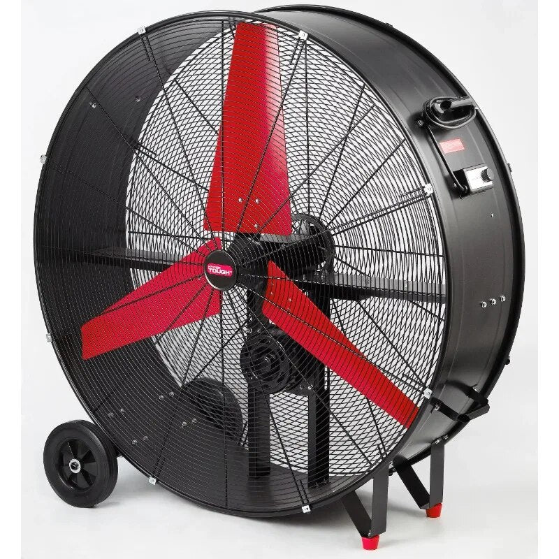 Hyper Tough 42 inch Commercial & Indrustrial Belt Drive Drum Fan Red & Black image 1