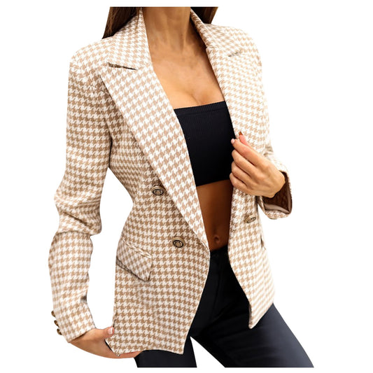 Women 2022 Plaid Suit Jacket Small All-match Age Reduction Tops Female Relf-cul image 0