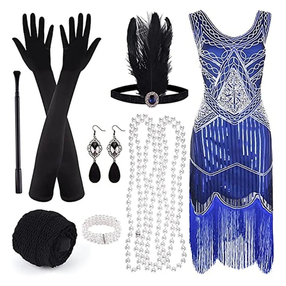 Retro 20s 1920s Flapper Dress Outfits Flapper Headband The Great Gatsby Women's image 0