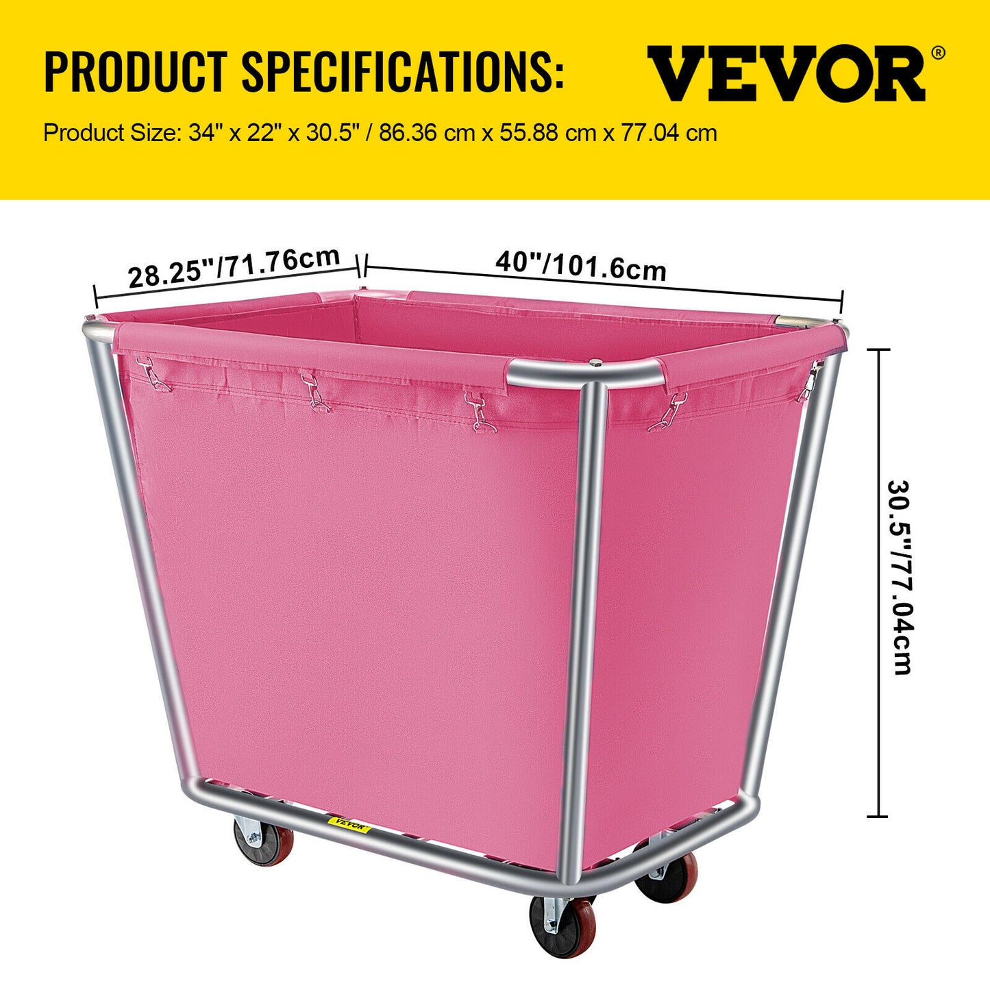 VEVOR 6 - 18 Bushel Canvas Laundry Basket Cart with Waterproof Storage Basket R image 5