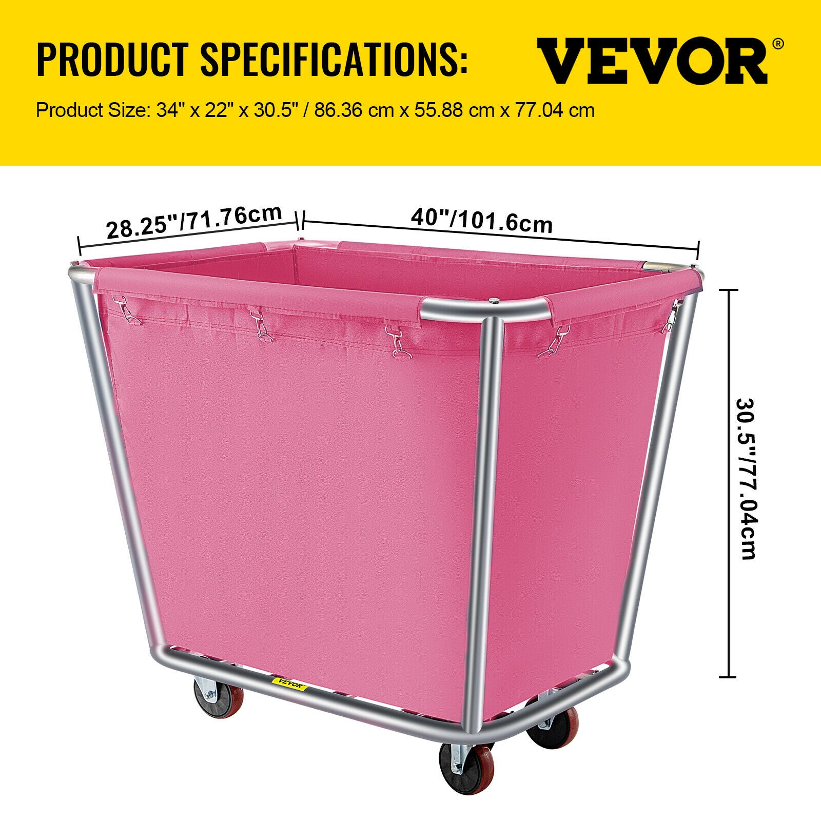 VEVOR 6 - 18 Bushel Canvas Laundry Basket Cart with Waterproof Storage Basket R image 5