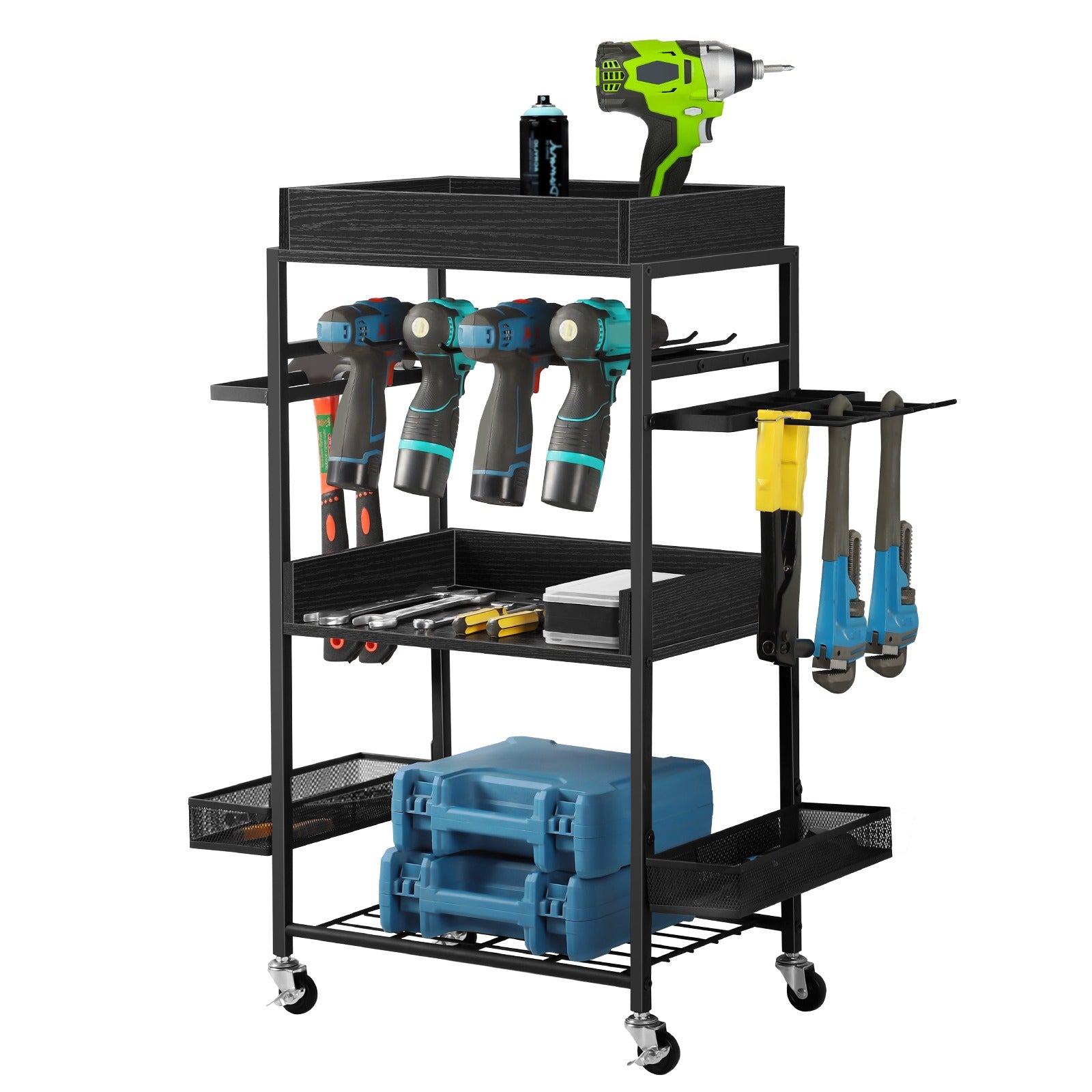 Power Tool Organizer Storage Cart with Charging Station, Garage Tool Box,Practi image 5