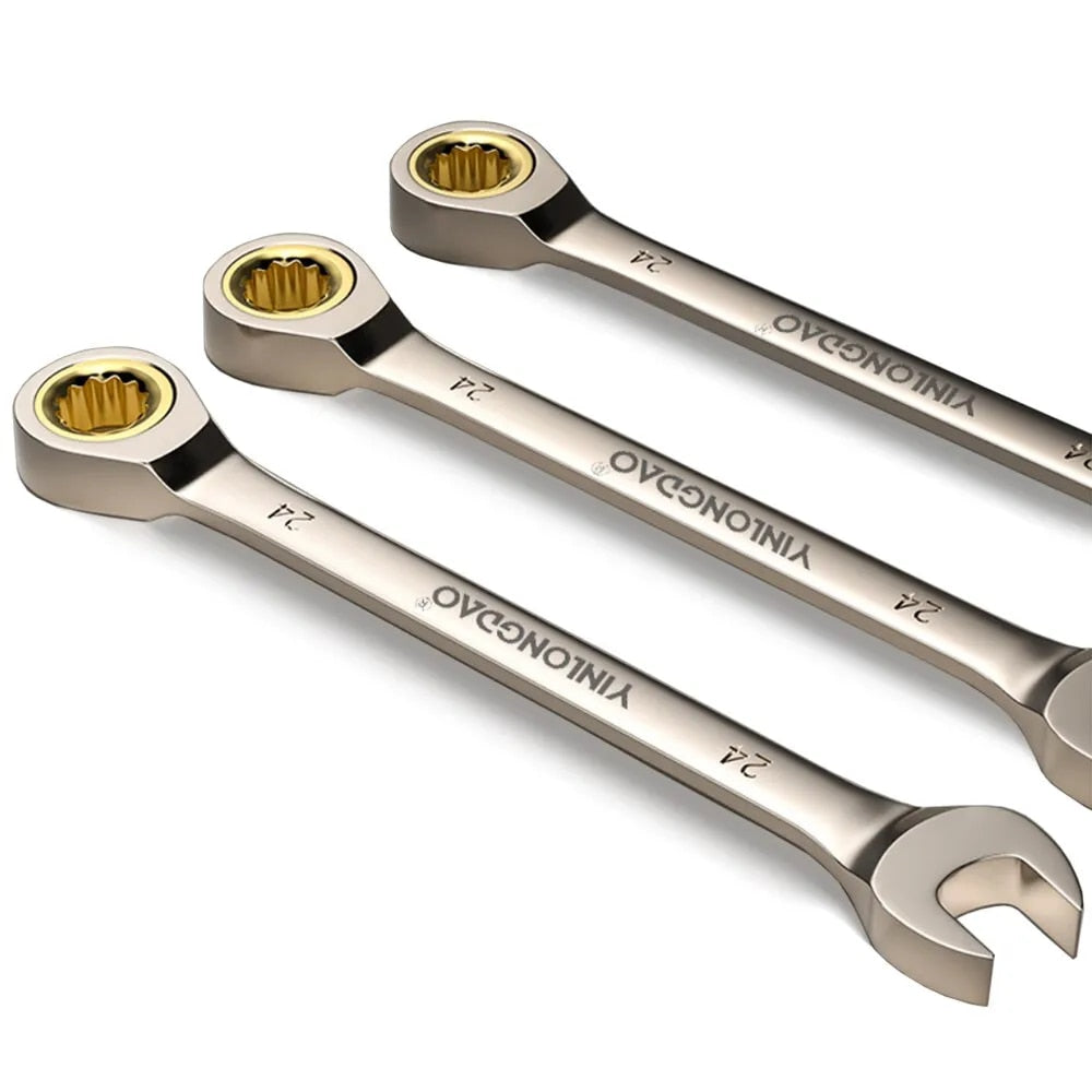 1Pc Key Wrench Flexible Golden Ratchet Wrenches Torque Universal Spanners for C image 4