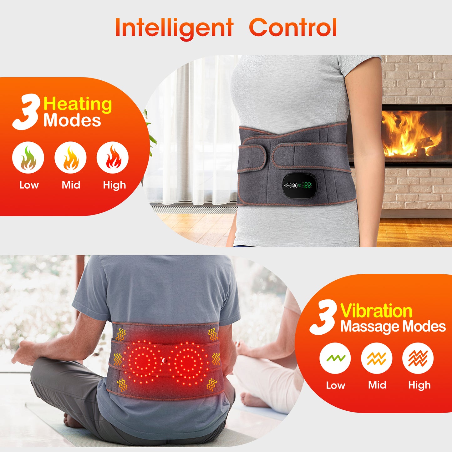 Electric Heating Belt Waist Massager Vibration Red Light Hot Compress Physiothe image 4