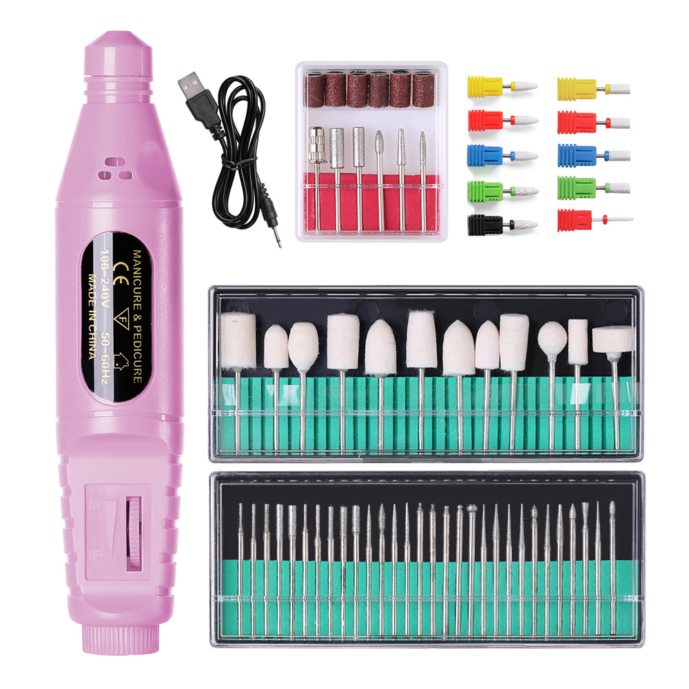 Portable Electric Nail Drill Machine Manicure Milling Cutter Set Nail Files Dri image 0