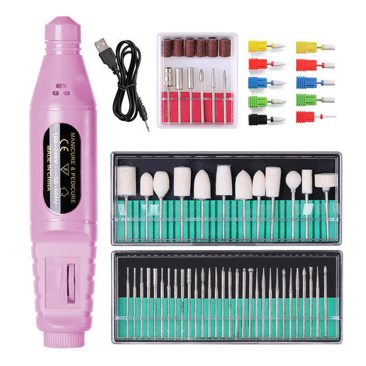 Portable Electric Nail Drill Machine Manicure Milling Cutter Set Nail Files Dri image 0