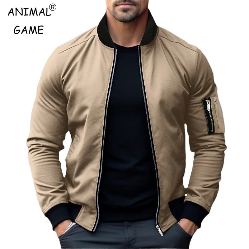 New Sweatwear Men Solid Color Jacket Bomber Coat Business Male Coats Windbreake image 1