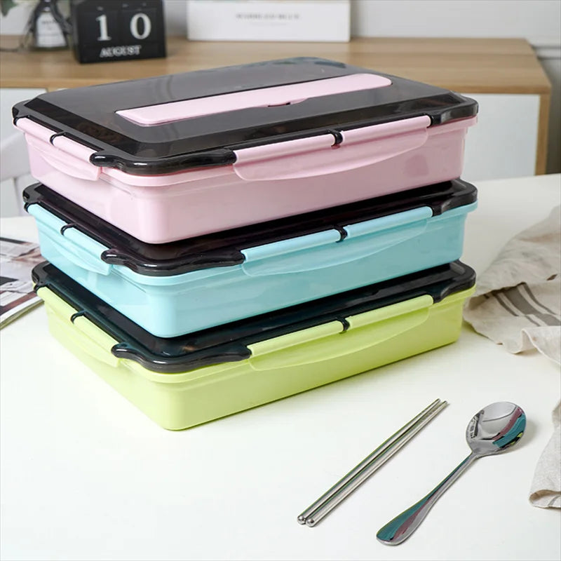 Stainless Steel Thermal Lunch Box Layers Multi Grids Tableware Students School image 7