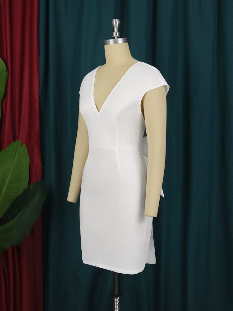 White Party Dresses Plus Size 4XL v Neck Ladies Wedding Evening Cocktail Party O image 3