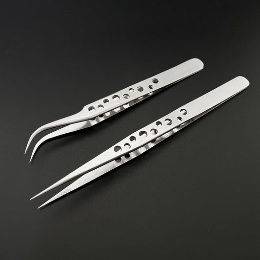 Industrial Tweezers Electronics Anti-static Curved Straight Tip Precision Stain image 0